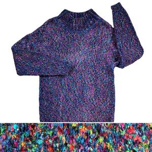 Vintage Express Tricot Chenille-Like Chunky Oversized Confetti Sweater